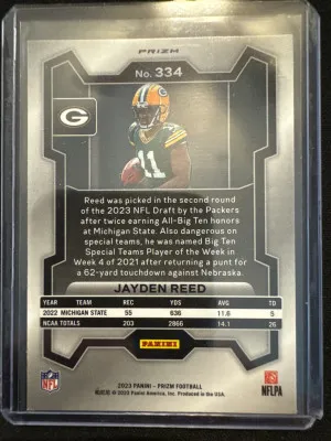 2023 Panini Prizm Jayden Reed Silver Prizm back