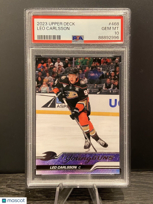 2023-24 Upper Deck Series 2 Rookie Young Guns #468 Leo Carlsson Gem Mint PSA 10 front