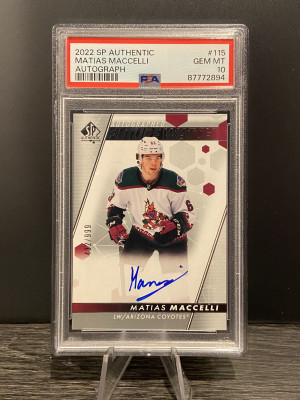2022-23 SP Authentic Rookie Future Watch Auto Matias Maccelli /999 GEM MINT PSA 10 front