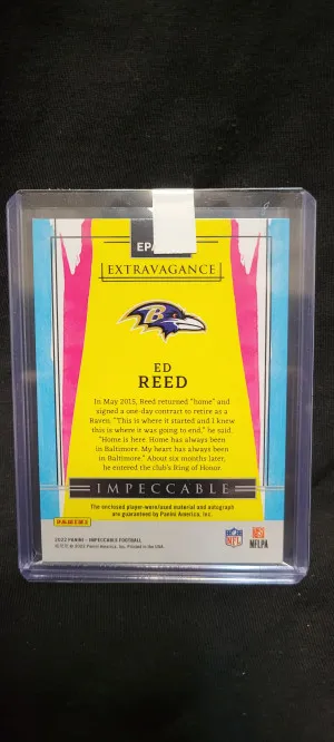 2022 Impeccable Ed Reed Extravagance Patch Auto /75 back