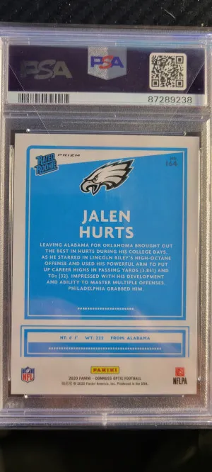 2020 Optic Jalen Hurts Pink Rated Rookie PSA 10 back