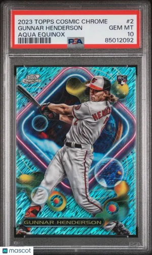 Gunnar Henderson 2023 Topps Chrome Cosmic Aqua Equinox #2 RC PSA 10  /199 front