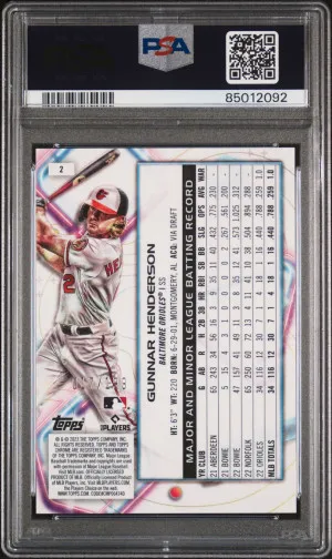 Gunnar Henderson 2023 Topps Chrome Cosmic Aqua Equinox #2 RC PSA 10  /199 back