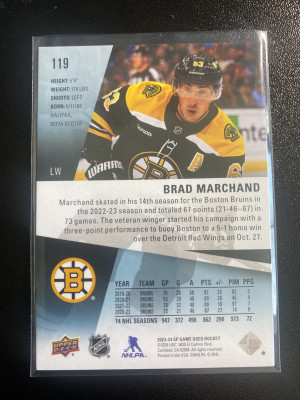 Brad Marchand 23-24 SP Game Used /63 back