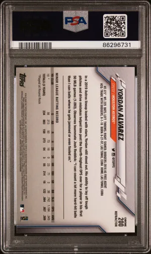 2020 Topps Chrome Yordan Alvarez #200 PSA 10 back