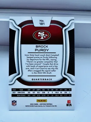 🔥 Brock Purdy 2022 Panini Certified Pink RC /199 **Very clean** back