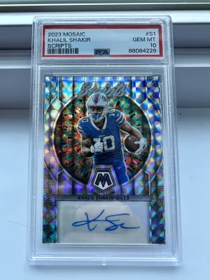 🔥 2023 Mosaic Football Khalil Shakir Scripts autograph PSA 10 Pop 3 front