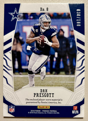 Dak Prescott Veteran Materials 2018 Panini Phoenix #8 Dallas Cowboys Gold /100 back