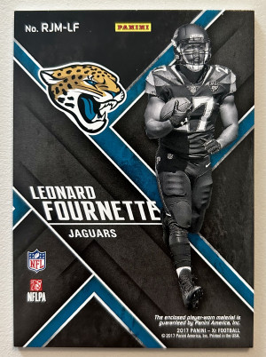 2017 Panini XR Jumbo Materials Blue /49 Leonard Fournette #RJM-LF Rookie RC Jags back