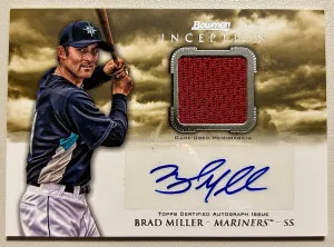 2013 Bowman Inception Brad Miller Auto Relic AR-BM Seattle Mariners SP front