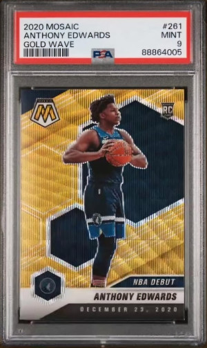 Anthony Edwards Mosaic Debut Gold Wave PSA 9 front