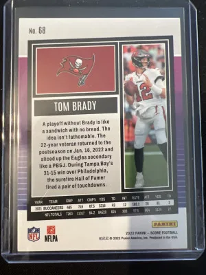 2022 Score Tom Brady /599 back