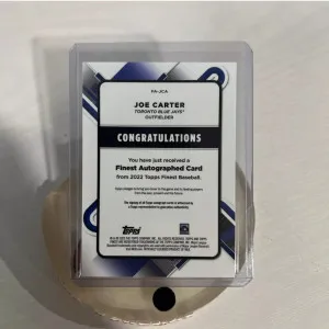2022 Topps Finest Joe Carter Auto Autograph Refractor  #FA-JCA Blue Jays back