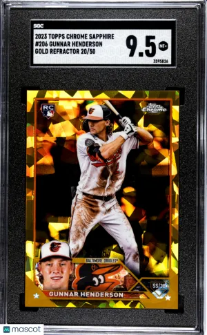 2023 Topps Chrome Sapphire Gunnar Henderson #206 /50 SGC 9.5 Baltimore Orioles front