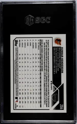 2023 Topps Chrome Sapphire Gunnar Henderson #206 /50 SGC 9.5 Baltimore Orioles back