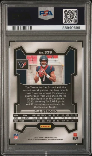 2023 Panini Prizm CJ Stroud #339 PSA 10 Rookie back