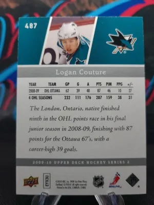 Logan Couture 2009-10 Upper Deck Young Guns #487 back