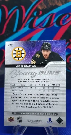 John Beecher 2023-24 Upper Deck Young Guns #472 back