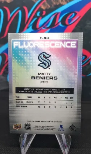 Matty Beniers 2022-23 Upper Deck Fluorescence SP/150 Rookie #48 back
