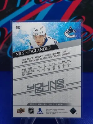 Nils Hoglander 2020-21 Upper Deck Young Guns #462 back