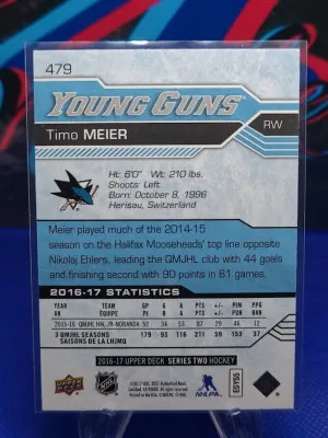 Timo Meier 2016-17 Upper Deck Young Guns #479 back