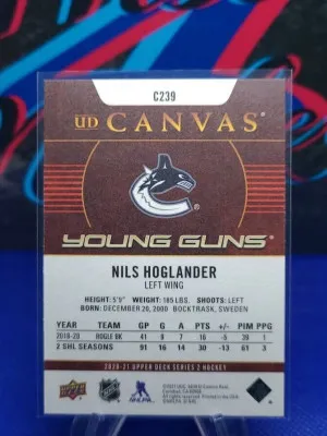 Nils Hoglander 2020-21 Upper Deck Young Guns Canvas #239 back