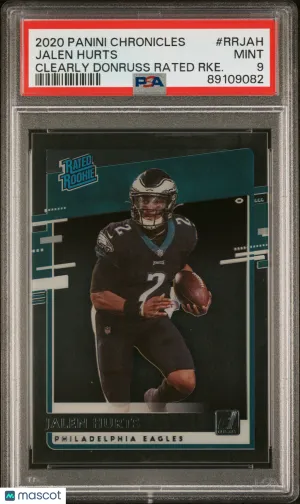 2020 Panini Chronicles Clearly Donruss Rated Rookies Jalen Hurts #RRJAH PSA 9 front