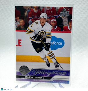 2023-24 Upper Deck Series 2 Mason Lohrei Young Guns #497 RC Bruins Rookie front