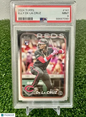 2024 Elly De La Cruz Topps Series 1 #141 Base Rookie RC PSA 9 Mint Cin Reds front