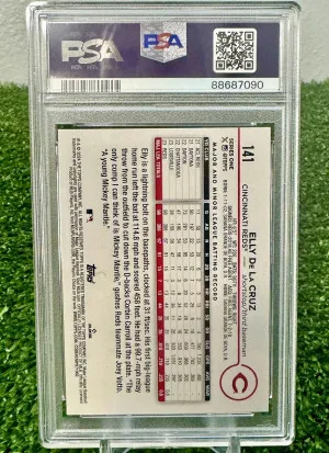 2024 Elly De La Cruz Topps Series 1 #141 Base Rookie RC PSA 9 Mint Cin Reds back