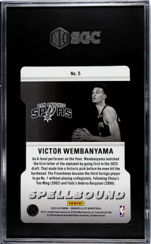 2023-24 Panini Elite Victor Wembanyama #5 Rookie SGC 10 San Antonio Spurs back