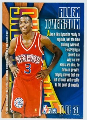 Allen Iverson 1996-97 Skybox Z-Force Zensations RC Rookie Card # 10 of 20 back