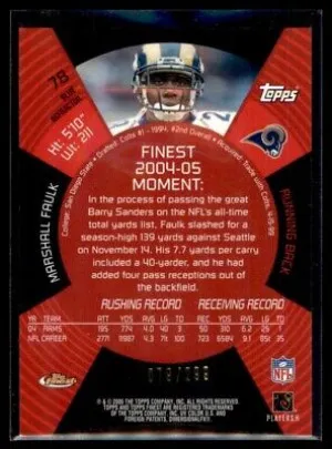 Marshall Faulk 2005 Finest Blue Refractor HOF 79/299 #78 St. Louis Rams back