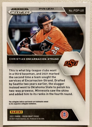 2021 Panini Prizm Draft Picks Red Velocity Christian Encarnacion-Strand #PDP128 back
