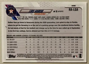 Luis Garcia 2021 Topps Chrome Rookie RC Auto #RA-LGA Houston Astros back