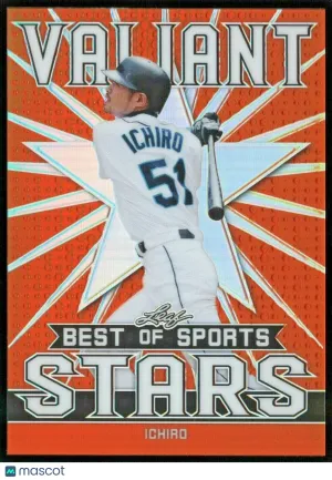 Ichiro Suzuki 2020 Leaf Best of Sports Valiant Stars Orange /50 Mariners front