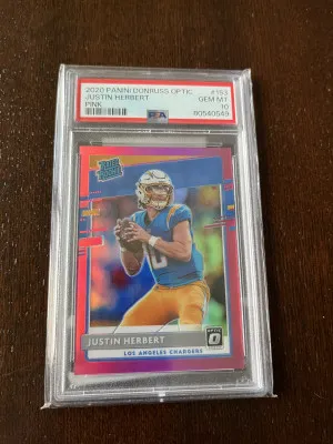 2020 Optic Justin Herbert Rookie Pink Prizm! PSA 10! front