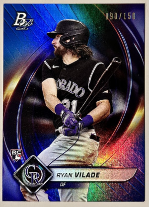 2022 Bowman Platinum Blue Ryan Vilade /150 Colorado Rockies RC front