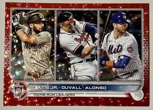 2022 Topps League Leaders Red Foil/199 Fernando Tatis Jr Adam Duvall Pete Alonso front