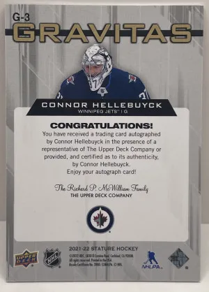 2021-22 Stature Hockey Connor Hellebuyck #G-3 Gravitas Auto Autograph /5 back