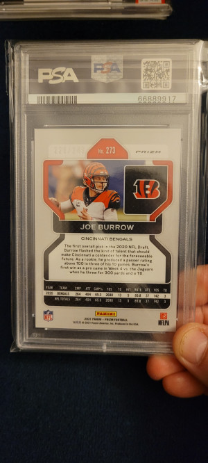 2021 Prizm Joe Burrow Orange Prizm back