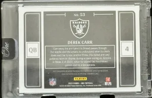 2022 Panini One Derek Carr #53 Insert back