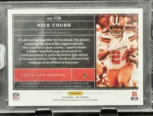 2019 Panini One Nick Chubb #178 Insert back