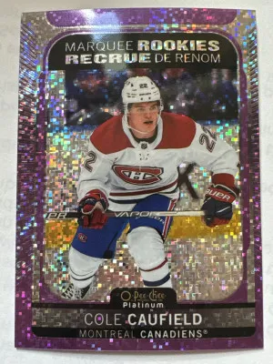Cole Caufield Violet Pixels Rookie /299 OPC Platinum front