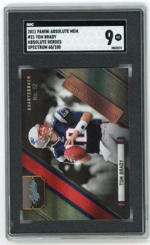 2011 Absolute Memorabilia #21 Tom Brady Absolute Heroes Spectrum 68/100 SGC 9 Mint front