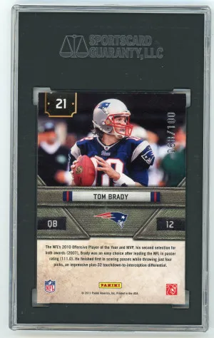 2011 Absolute Memorabilia #21 Tom Brady Absolute Heroes Spectrum 68/100 SGC 9 Mint back