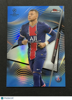 Kylian Mbappe 2020-21 Finest UEFA Champions League Blue Refractor #52 /150 PSG front