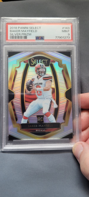 2018 Panini Select Baker Mayfield Silver Prizm front