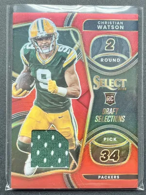 2022 Panini Select Christian Watson Draft Selections Patch front