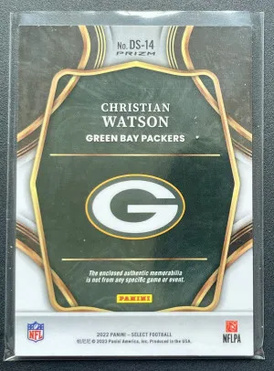 2022 Panini Select Christian Watson Draft Selections Patch back